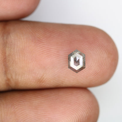 0.58 CT Unique Elongated Hexagon Salt and Pepper Diamond | Loose Grey Earth-Mined Rose Cut Gem | Christmas Gift for Jewelry Lovers