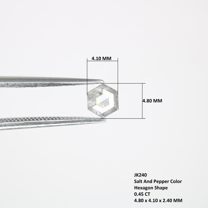 0.45 CT Hexagon Salt and Pepper Diamond | Loose Grey Earth-Mined Gem | Elegant Rose Cut | Extraordinary Gift for Special Occasions