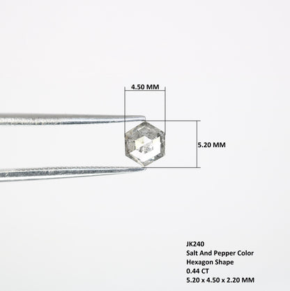 0.44  CT Natural Hexagon Salt and Pepper Diamond | Loose Grey Gem | Sourced Earth-Mined Stone Ideal Gift for Weddings or Special Occasions