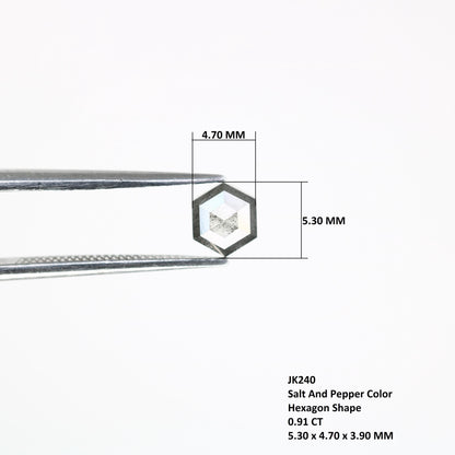 0.91 CT Hexagon-Shaped Salt and Pepper Diamond | Loose Natural Grey Gemstone | Sourced Earth-Mined Stone | Ideal Gift for Unique Jewelry
