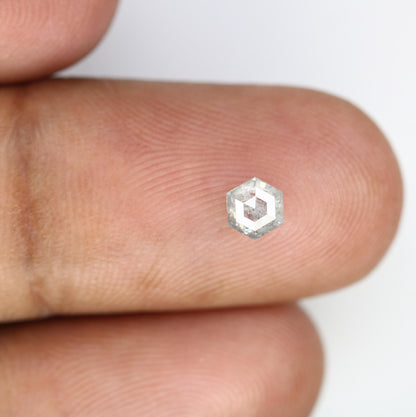0.45 CT Hexagon Salt and Pepper Diamond | Loose Grey Earth-Mined Gem | Elegant Rose Cut | Extraordinary Gift for Special Occasions
