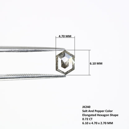 0.72 CT Hexagon Diamond | Loose Natural Salt and Pepper Gem | Ethically Sourced Grey Stone | Ideal for Bespoke Jewelry and Special Gifts