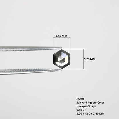 0.50 CT Hexagon Salt and Pepper Diamond | Loose Natural Grey Gemstone | Ethically Mined Earth Stone | Unique Gift for Jewelry Creations