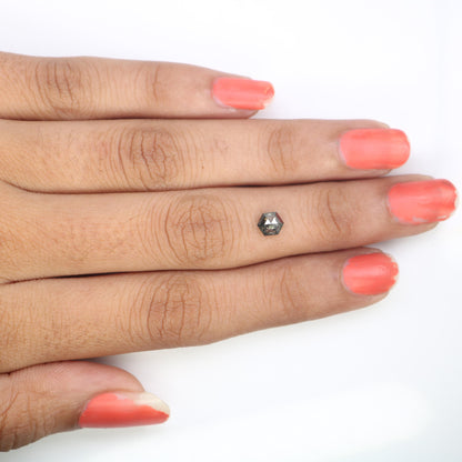 0.58  CT Hexagon Diamond | Loose Natural Salt and Pepper Gem | Sourced Grey Stone | Perfect for Custom Engagement Rings Distinctive Jewelry