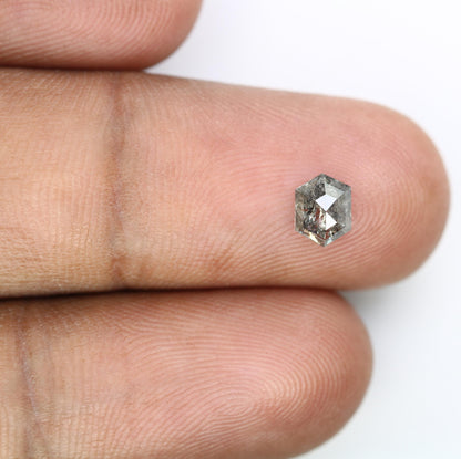 0.72 CT Hexagon Diamond | Loose Natural Salt and Pepper Gem | Ethically Sourced Grey Stone | Ideal for Bespoke Jewelry and Special Gifts