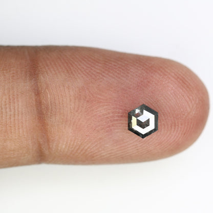 0.50 CT Hexagon Salt and Pepper Diamond | Loose Natural Grey Gemstone | Ethically Mined Earth Stone | Unique Gift for Jewelry Creations