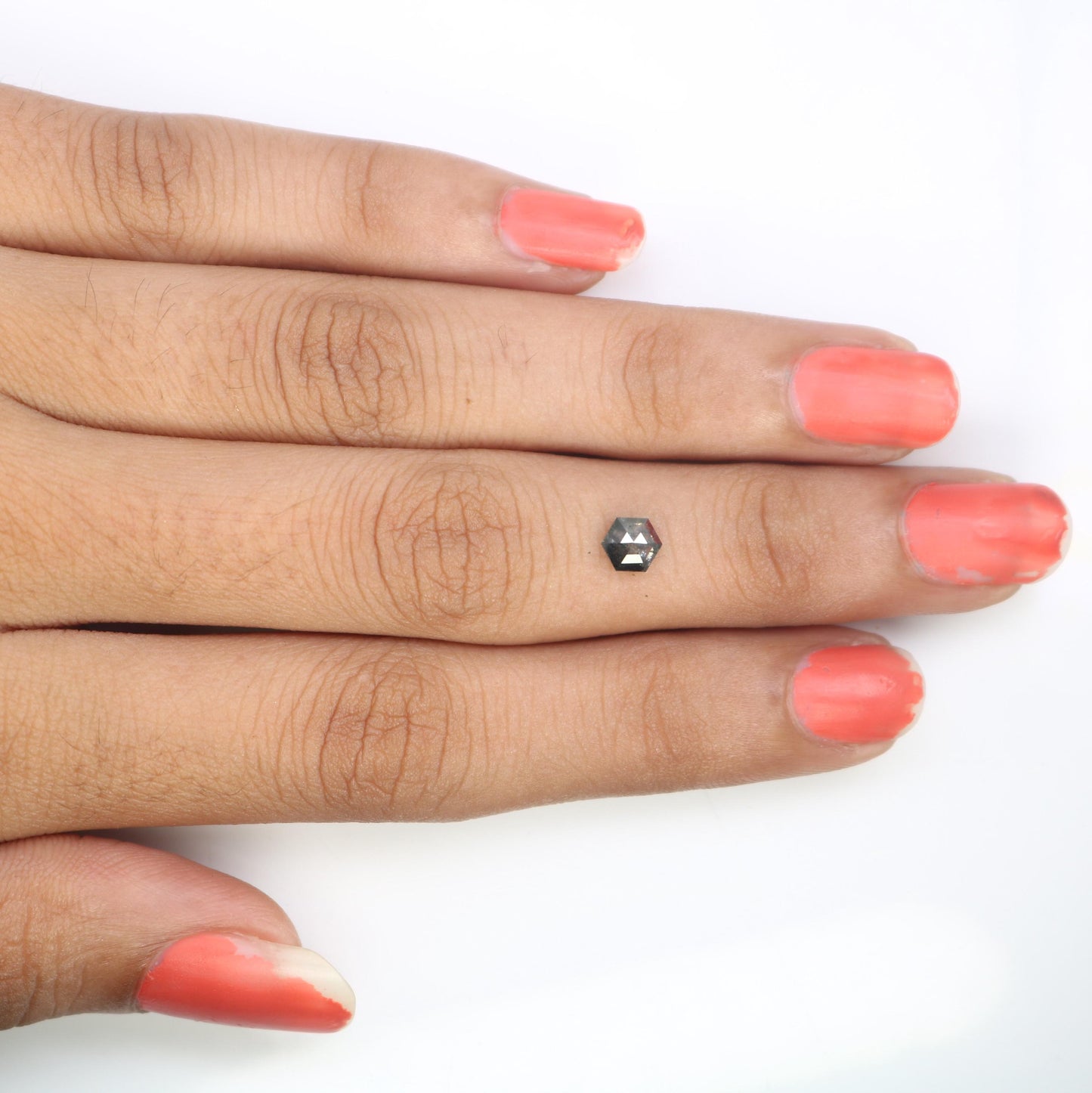 0.50 CT Hexagon Salt and Pepper Diamond | Loose Natural Grey Gemstone | Ethically Mined Earth Stone | Unique Gift for Jewelry Creations