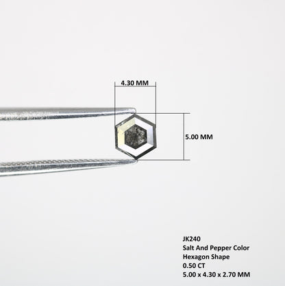0.50 CT Hexagon Salt and Pepper Diamond | Loose Natural Grey Gem | Ethically Mined Earth Stone | Unique Gift for Modern Jewelry Lovers
