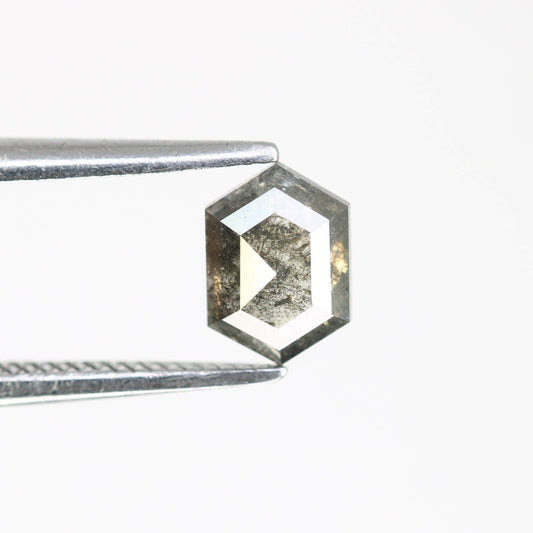 0.67 CT Elongated Hexagon Salt and Pepper Diamond | Loose Grey Natural Gem | Distinctive Rose Cut | Unique Gift for Cherished Moments
