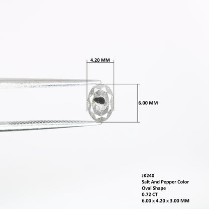 0.72 CT Oval Diamond | Loose Natural Salt and Pepper Gem | Ethically Sourced Grey Stone | Ideal for Unique Engagement Rings Artisan Jewelry