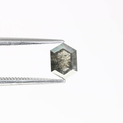 0.67 CT Elongated Hexagon Salt and Pepper Diamond | Loose Grey Natural Gem | Distinctive Rose Cut | Unique Gift for Cherished Moments