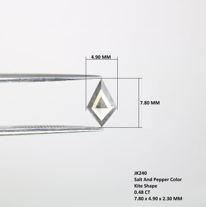 0.48  CT Kite Shape Salt and Pepper Diamond | Loose Natural Grey Gem | Earth-Mined Stone | Unique Gift for Special Occasions Jewelry Design