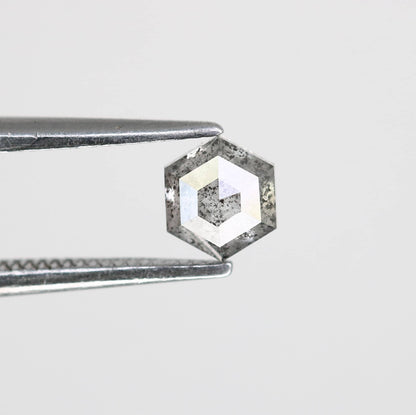 0.51  CT Hexagon Cut Salt and Pepper Diamond | Loose Natural Grey Stone | Mined Gem | Unique Gift for Engagements and Custom Jewelry