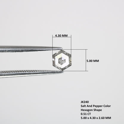 0.51  CT Hexagon Cut Salt and Pepper Diamond | Loose Natural Grey Stone | Mined Gem | Unique Gift for Engagements and Custom Jewelry