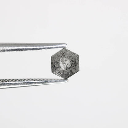 0.51  CT Hexagon Cut Salt and Pepper Diamond | Loose Natural Grey Stone | Mined Gem | Unique Gift for Engagements and Custom Jewelry