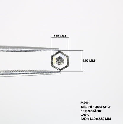 0.49 CT Unique Hexagon Diamond | Loose Natural Salt and Pepper Gem | Sourced Grey Stone | Perfect for Engagement Rings and Artisan Jewelry