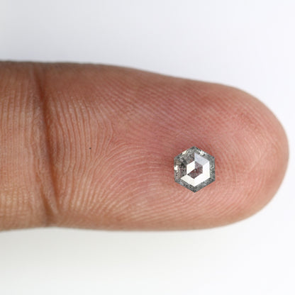 0.51  CT Hexagon Cut Salt and Pepper Diamond | Loose Natural Grey Stone | Mined Gem | Unique Gift for Engagements and Custom Jewelry