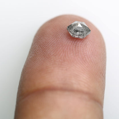 0.51  CT Hexagon Cut Salt and Pepper Diamond | Loose Natural Grey Stone | Mined Gem | Unique Gift for Engagements and Custom Jewelry