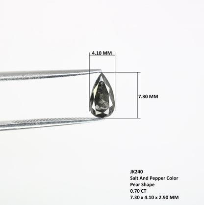 0.70 CT Black Pear Salt and Pepper Diamond | Loose Natural Gemstone | Earth-Mined Unique Stone | Perfect Gift for Custom Jewelry Designs