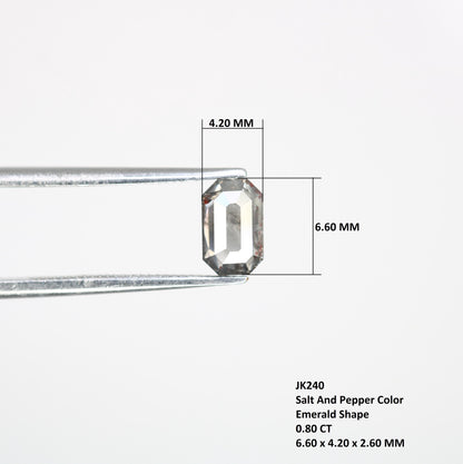 0.80 CT Emerald-Shaped Salt and Pepper Diamond | Unique Grey Gemstone | Loose Natural Stone for Custom Jewelry