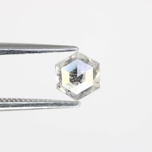 0.66 CT Earth Mined Diamond, Hexagon Salt and Pepper Diamond, Grey Color Loose Natural Diamond, Real Rose Cut Diamond For Anniversary Rings