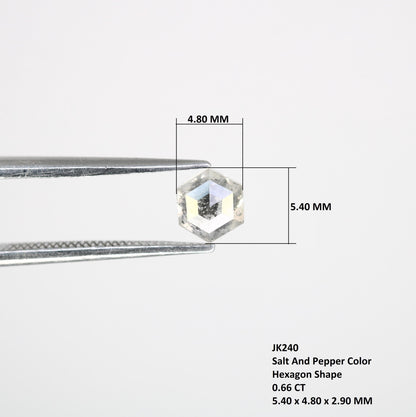 0.66 CT Earth Mined Diamond, Hexagon Salt and Pepper Diamond, Grey Color Loose Natural Diamond, Real Rose Cut Diamond For Anniversary Rings