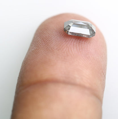 0.80 CT Emerald-Shaped Salt and Pepper Diamond | Unique Grey Gemstone | Loose Natural Stone for Custom Jewelry