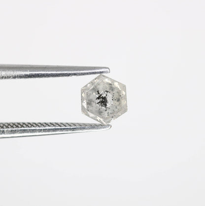 0.66 CT Earth Mined Diamond, Hexagon Salt and Pepper Diamond, Grey Color Loose Natural Diamond, Real Rose Cut Diamond For Anniversary Rings