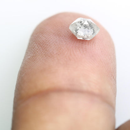 0.66 CT Earth Mined Diamond, Hexagon Salt and Pepper Diamond, Grey Color Loose Natural Diamond, Real Rose Cut Diamond For Anniversary Rings