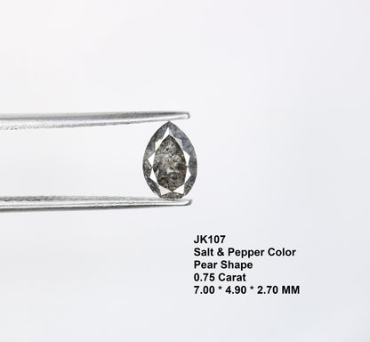 0.75 CT Unique Pear Shape Salt and Pepper Loose Diamond | Natural Conflict-Free Gemstone for Custom Engagement Rings | Artisan Craftsmanship