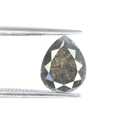 1.56 CT Natural Loose Pear Shape Diamond Salt And Pepper Pear Cut Diamond Natural Loose Black Grey Color Pear Rose Cut Diamond