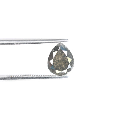 1.56 CT Natural Loose Pear Shape Diamond Salt And Pepper Pear Cut Diamond Natural Loose Black Grey Color Pear Rose Cut Diamond