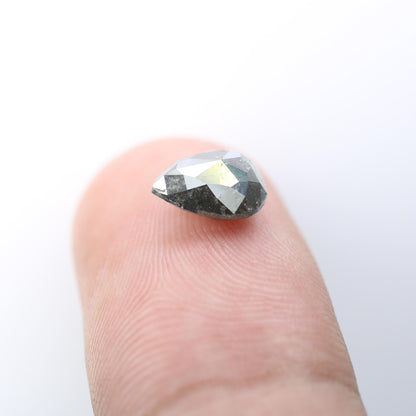 1.56 CT Natural Loose Pear Shape Diamond Salt And Pepper Pear Cut Diamond Natural Loose Black Grey Color Pear Rose Cut Diamond