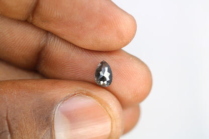 0.80 CT Pear Shape Salt and Pepper Natural Loose Diamond | Unique Conflict-Free Gemstone | Perfect for Engagement Rings & Custom Jewelry |
