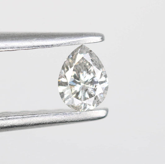 0.17 CT Stunning White Pear Shape Salt and Pepper Diamond - Natural Loose Gemstone Ideal for Engagement Rings and Unique Jewelry Creations.