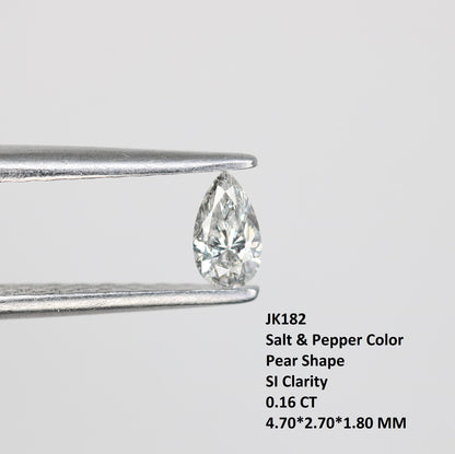 0.16 CT Elegant Natural White Salt and Pepper Pear Shape Diamond - Unique Loose Gemstone for Engagement Rings and Custom Jewelry Designs.
