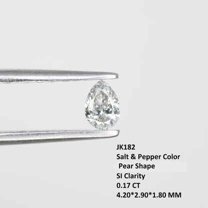 0.17 CT Unique Pear Shape Salt and Pepper Diamond - Natural White Loose Gemstone Perfect for Custom Rings and One-of-a-Kind Jewelry Pieces.