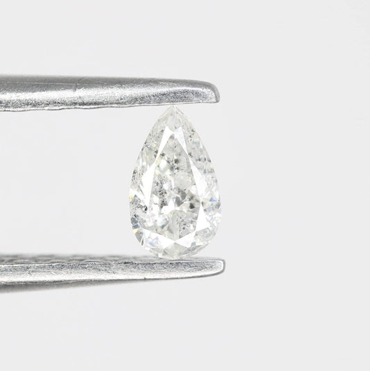0.13 CT Natural White Salt and Pepper Pear Shape Diamond - Stunning Loose Gemstone Perfect for Custom Rings and Unique Jewelry Designs.
