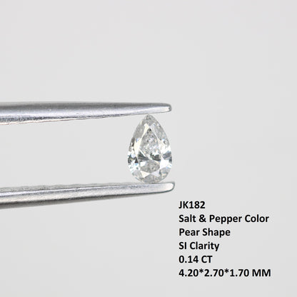 0.14 CT Pear Shape Salt and Pepper Diamond - Natural White Loose Gemstone Ideal for Engagement Rings and Artisan Jewelry Design.