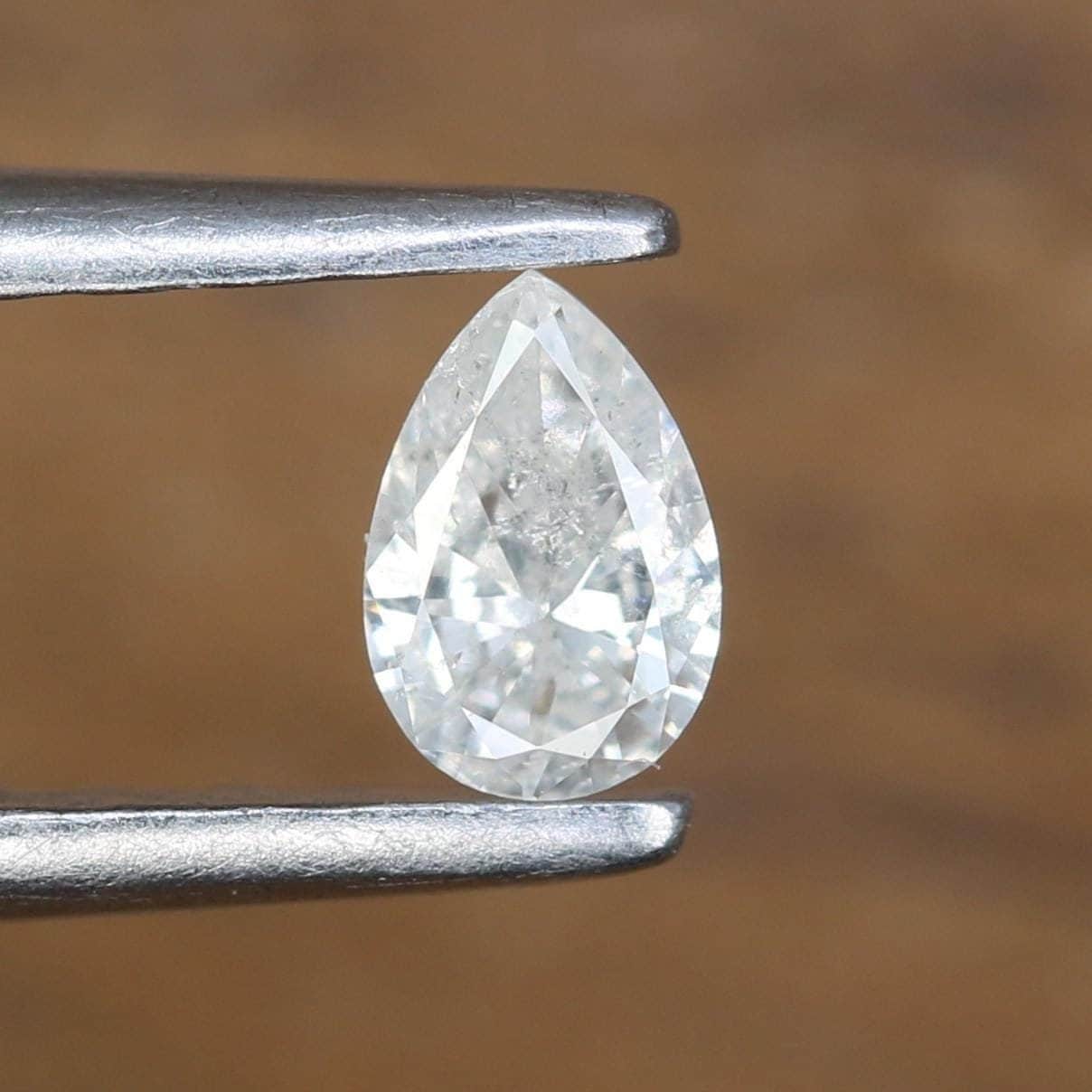 0.14 CT Pear Shape Salt and Pepper Diamond - Natural White Loose Gemstone Perfect for Unique Engagement Rings and Custom Jewelry Design