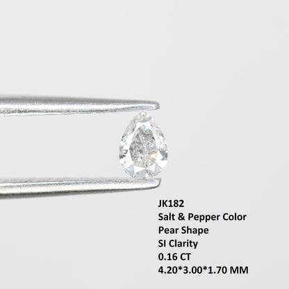 0.16 CT Natural Loose Pear Shape Diamond Salt And Pepper Pear Cut Diamond Natural Black Grey Diamond Pear Rose Cut Diamond