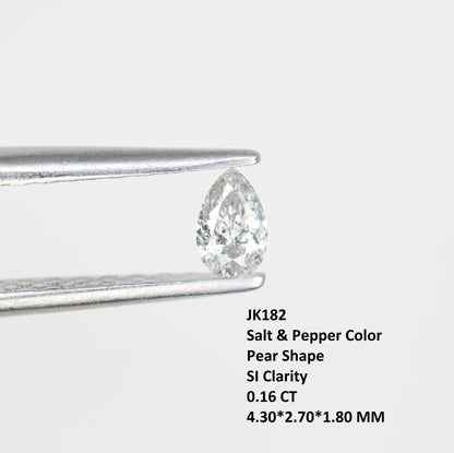 0.16 Carat Premium Quality Pear Shape Salt and Pepper Natural Diamond - Stunning Rose Cut Gemstone