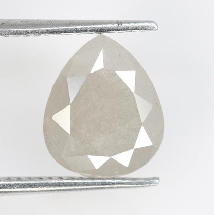 1.51 Carat Natural Grey Pear-Shaped Diamond | 8.80x7.30x2.90mm Opaque Loose Gemstone | Unique Grey Diamond