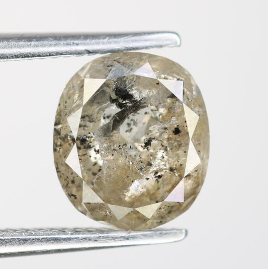 1.74 Carat Natural Salt and Pepper Oval-Shaped Diamond | 7.50x6.60x4.00mm Opaque Loose Gemstone | Unique Oval Cut Diamond