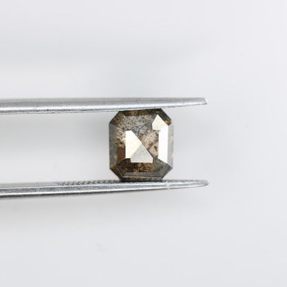 2.18 Carat Natural Salt and Pepper Emerald-Shaped Diamond | 7.00x6.40x4.40mm Opaque Loose Gemstone | Unique Emerald Cut Diamond