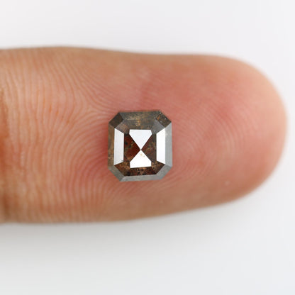 2.18 Carat Natural Salt and Pepper Emerald-Shaped Diamond | 7.00x6.40x4.40mm Opaque Loose Gemstone | Unique Emerald Cut Diamond