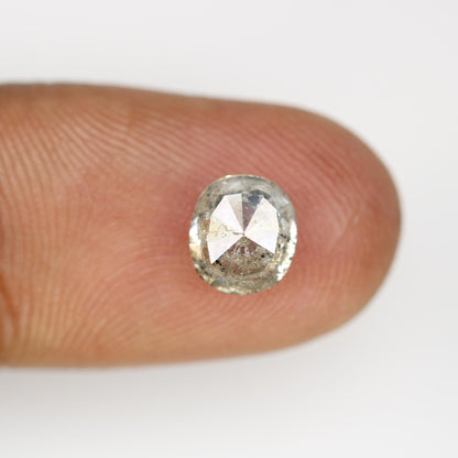 1.74 Carat Natural Salt and Pepper Oval-Shaped Diamond | 7.50x6.60x4.00mm Opaque Loose Gemstone | Unique Oval Cut Diamond