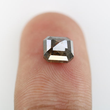 2.18 Carat Natural Salt and Pepper Emerald-Shaped Diamond | 7.00x6.40x4.40mm Opaque Loose Gemstone | Unique Emerald Cut Diamond