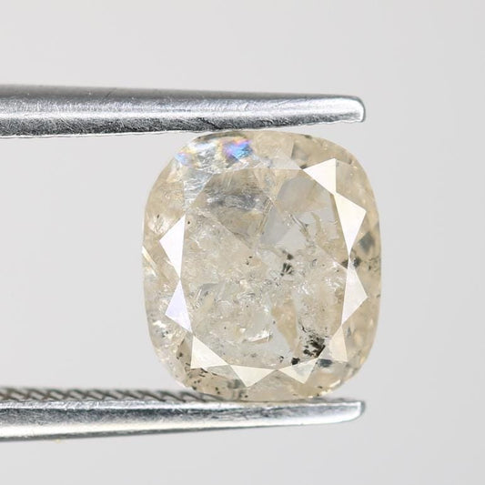 1.53 Carat Natural Salt and Pepper Cushion-Shaped Diamond | 7.10x6.20x3.50mm Opaque Loose Gemstone | Unique Cushion Cut Diamond