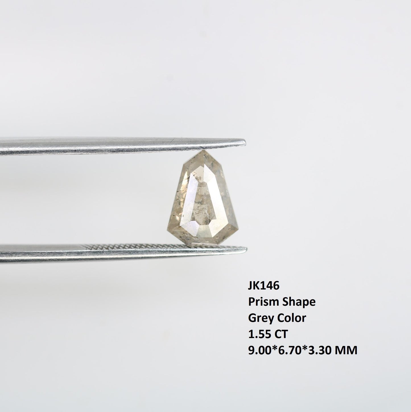 1.55 Carat Natural Grey Prism-Shaped Diamond | 9.00x6.70x3.30mm Opaque Loose Gemstone | Unique Grey Prism Cut Diamond